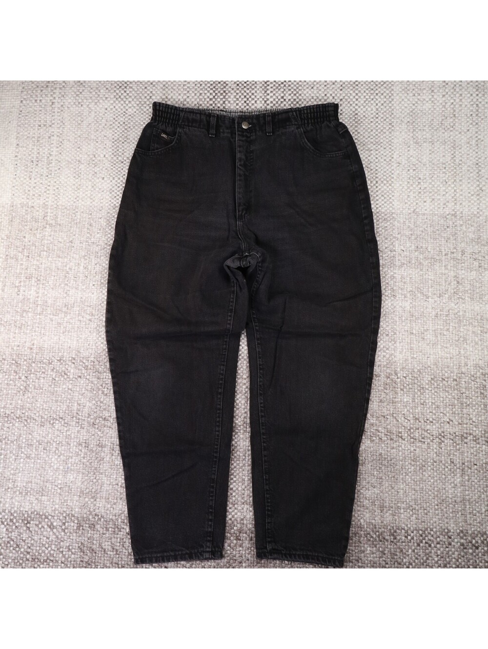 Vintage‎ Lee Elastic Waist Jeans Womens 18 Petite Size Black Tapered Denim Pants
